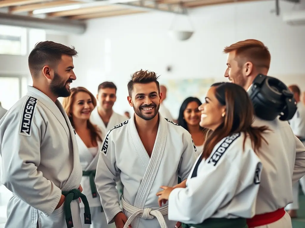 A photo of Judo Club SIME members of various ages and backgrounds participating in a community event, highlighting the club's inclusive and supportive environment.